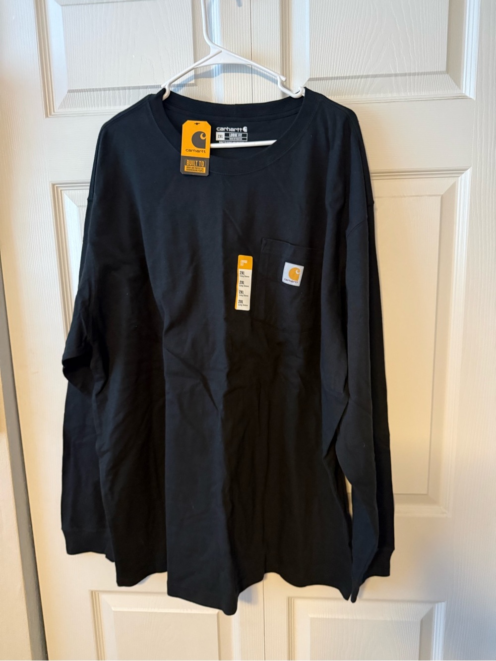 Carhartt Black Long Sleeve Pocket Tee with Logo Patch